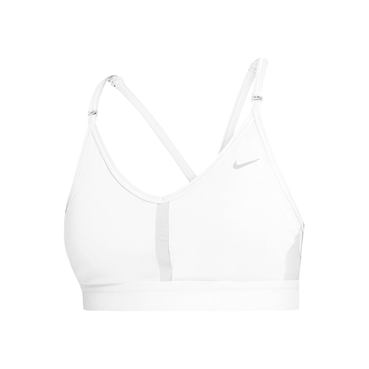 Nike Dri-Fit Indy V-Neck Sport-bh Dames - wit, grijs Nike Dri-Fit Indy V-Neck Sport-bh Dames - wit, grijs