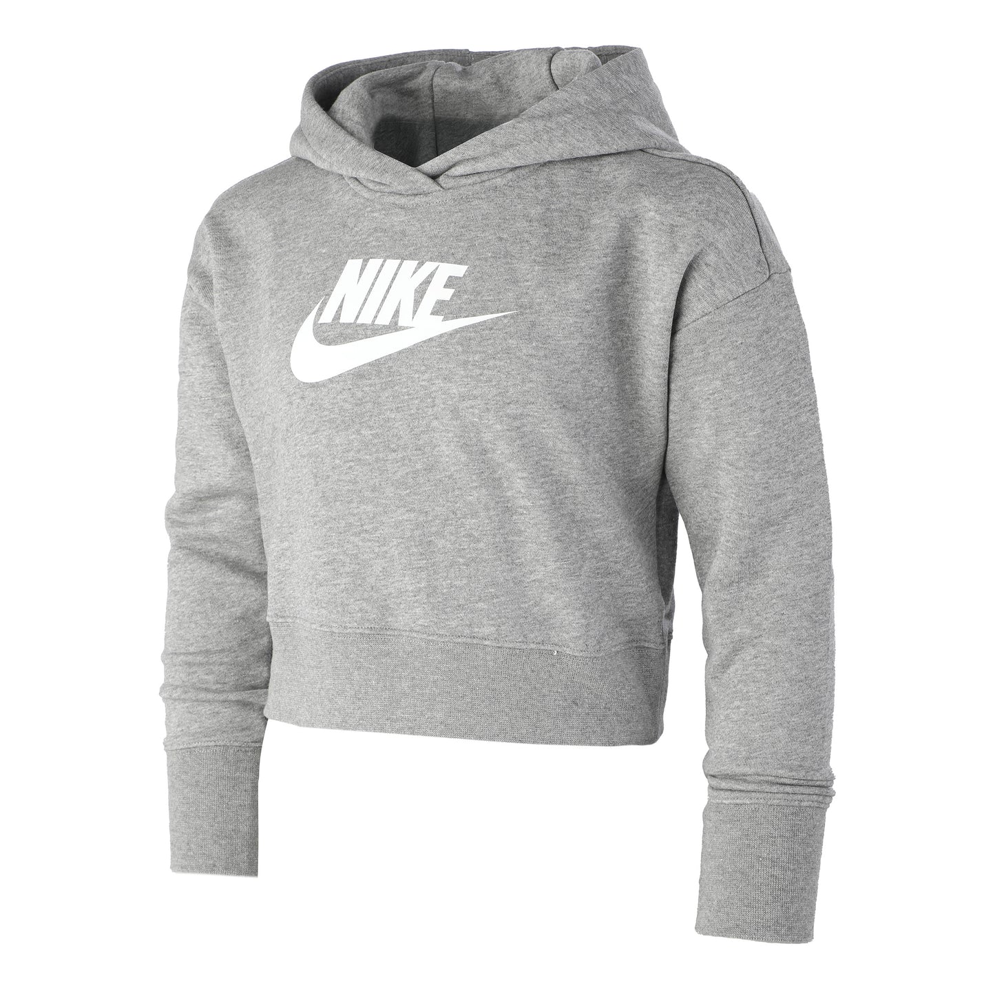 Nike French Terry Club Cropped Sweater met capuchon Meisjes - grijs, wit Nike French Terry Club Cropped Sweater met capuchon Meisjes - grijs, wit