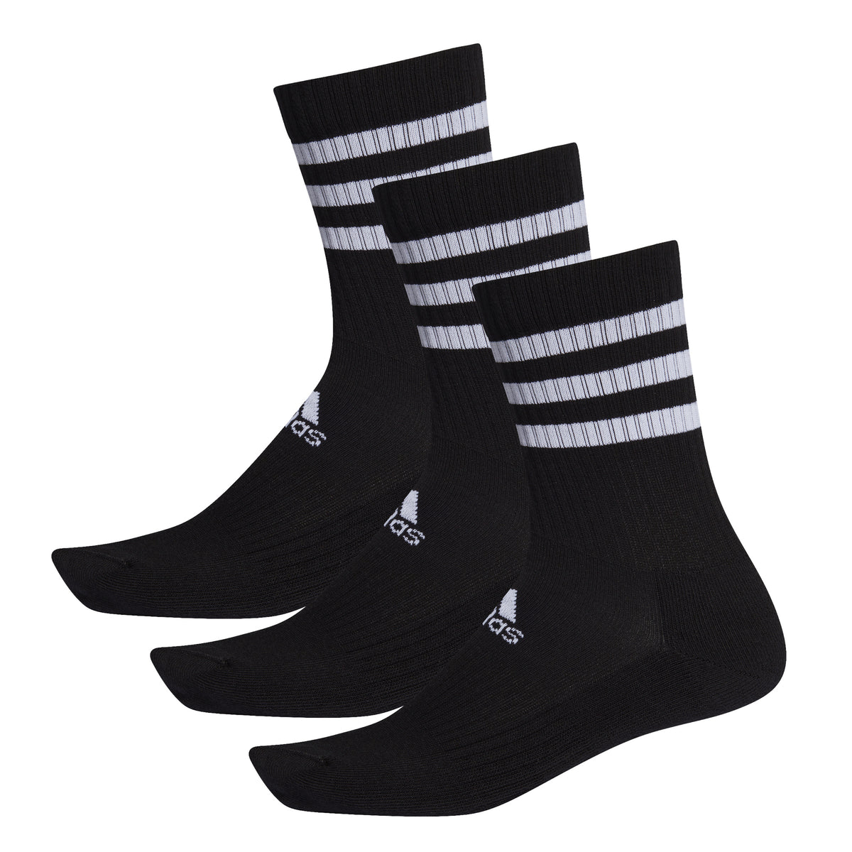 adidas Cushioning 3-Stripes Crew Sportsokken Unisex - zwart, wit adidas Cushioning 3-Stripes Crew Sportsokken Unisex - zwart, wit