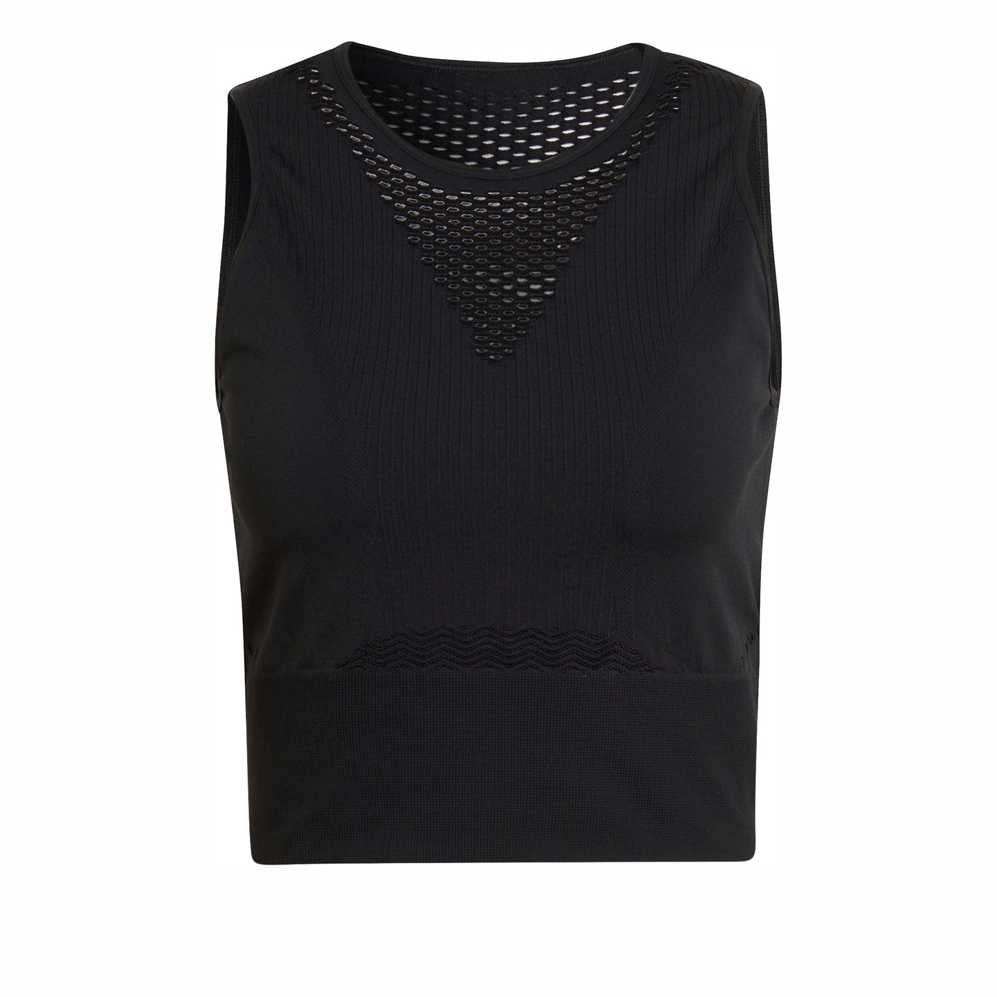 adidas Aeroknit Crop Tanktop Dames-Zwart adidas Aeroknit Crop Tanktop Dames-Zwart