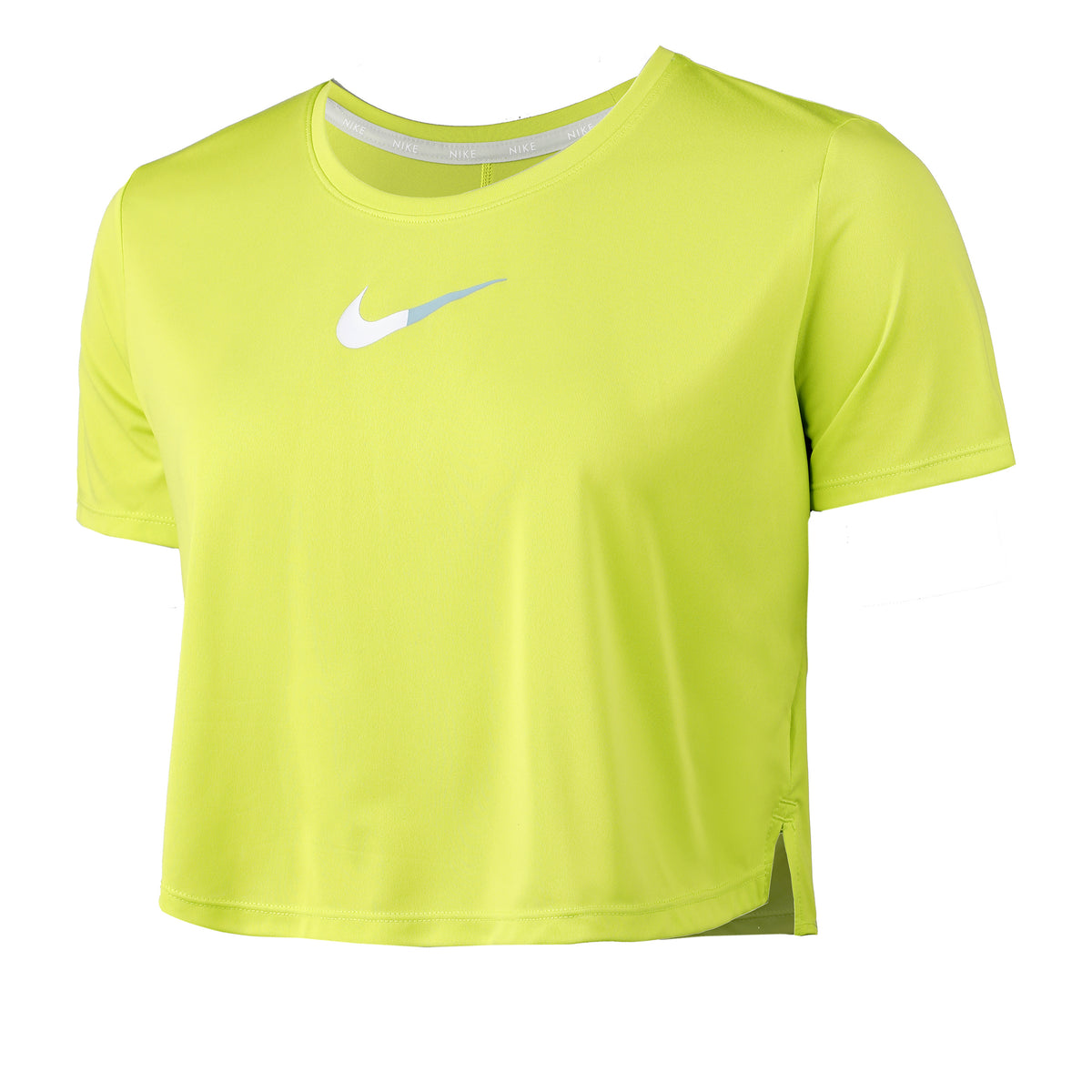 Nike Dri-Fit One Color-Blocked Standard-Fit Cropped T-shirt Dames - neongroen,