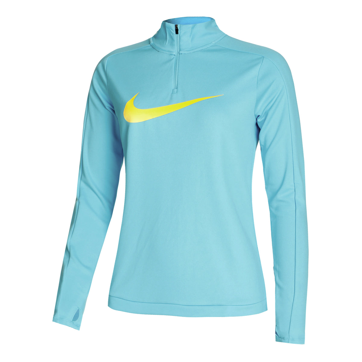 Nike Dri-Fit Swoosh HBR Half-Zip Topje hardlopen Dames - blauw, neongeel