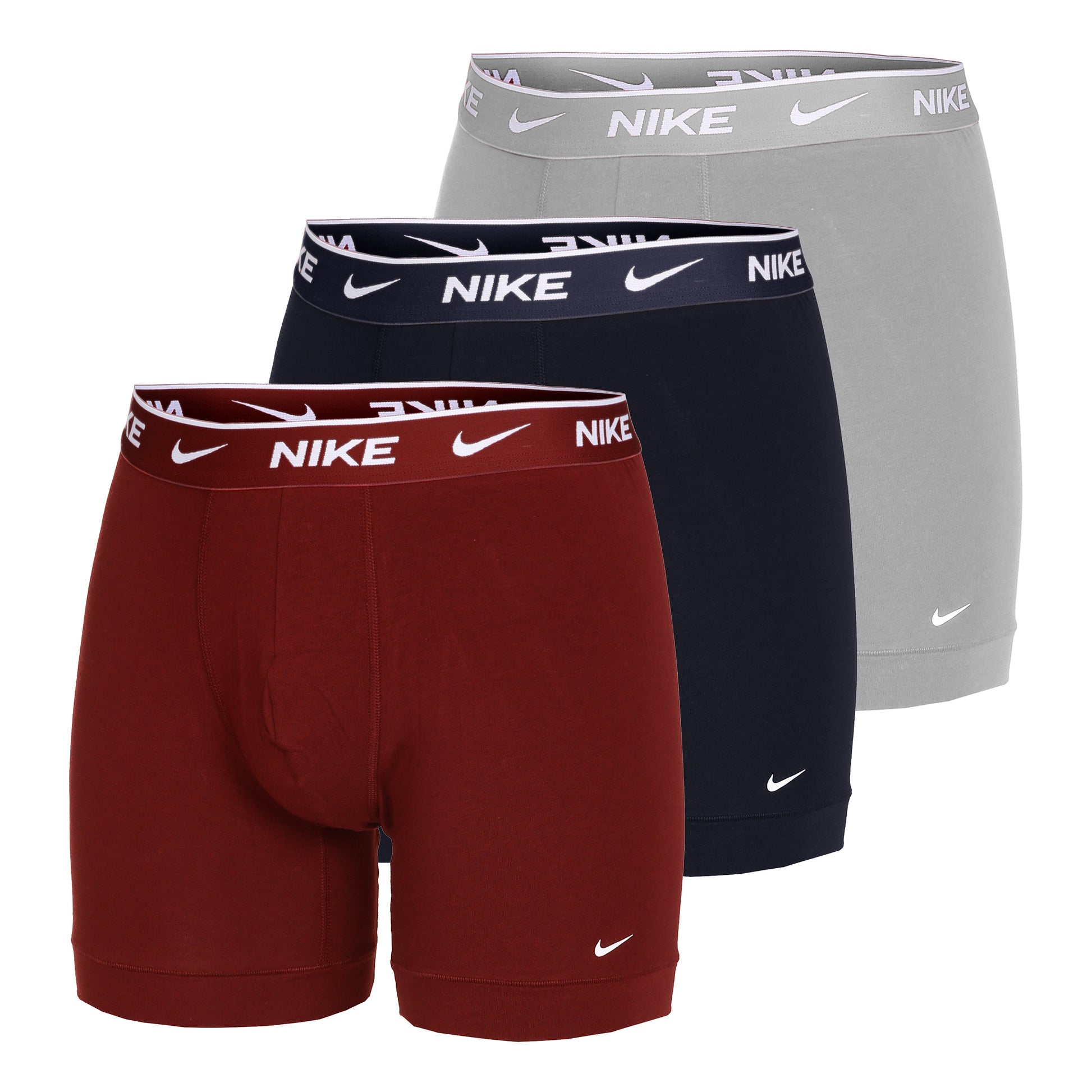 Nike Everyday Cotton Stretch Boxershort Verpakking 3 stuks Heren - donkerrood, donkergroen