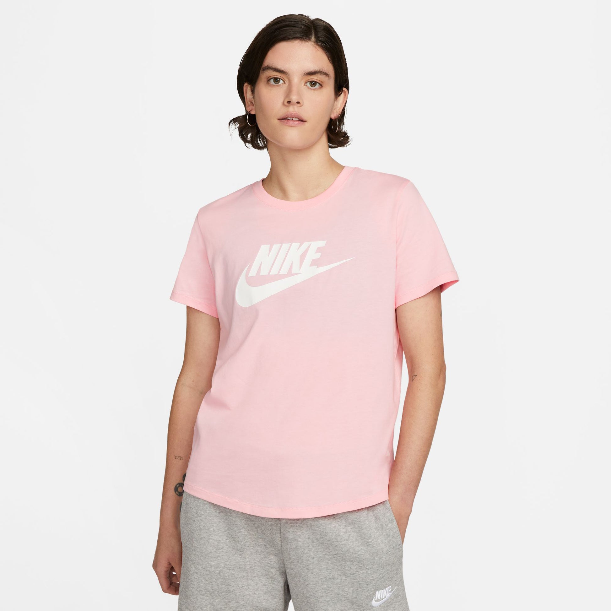 Nike New Sportswear Essential Icon Futura T-shirt Dames - roze, wit