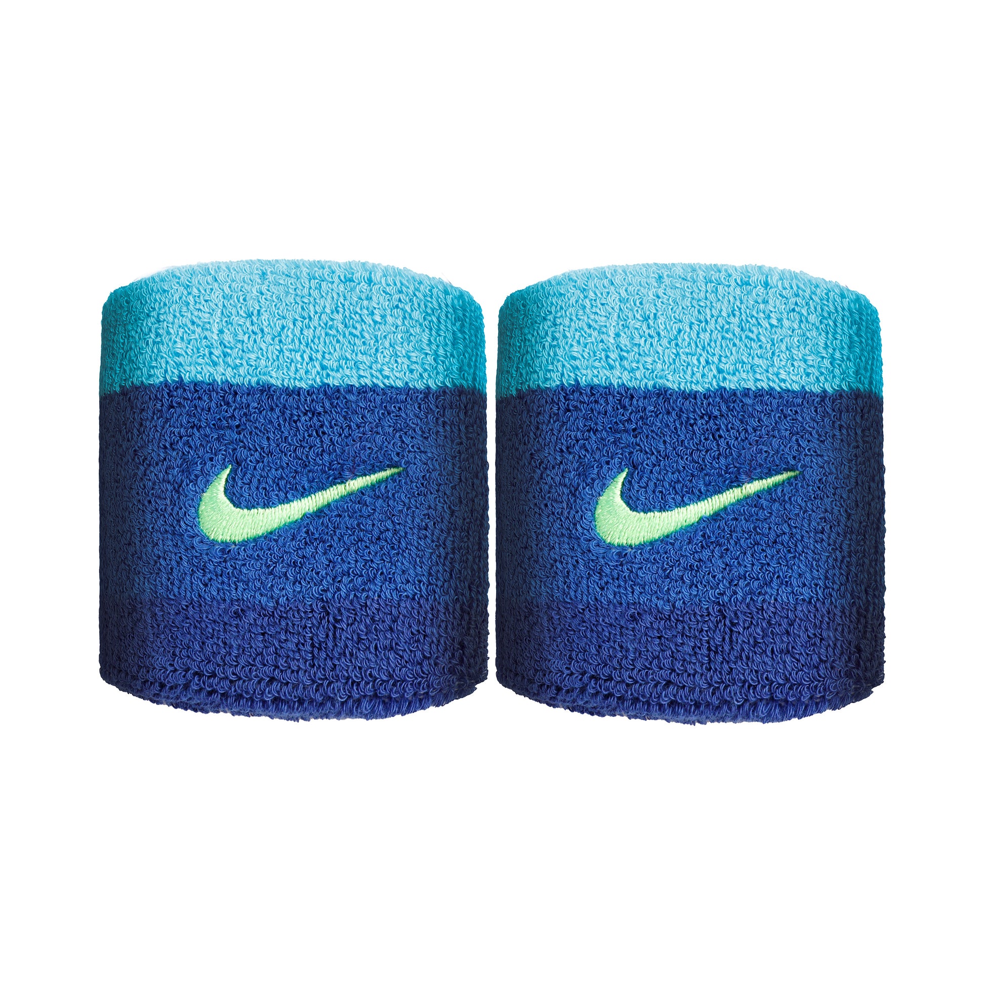 Nike Swoosh Zweetband Verpakking 2 stuks kort - blauw, groen