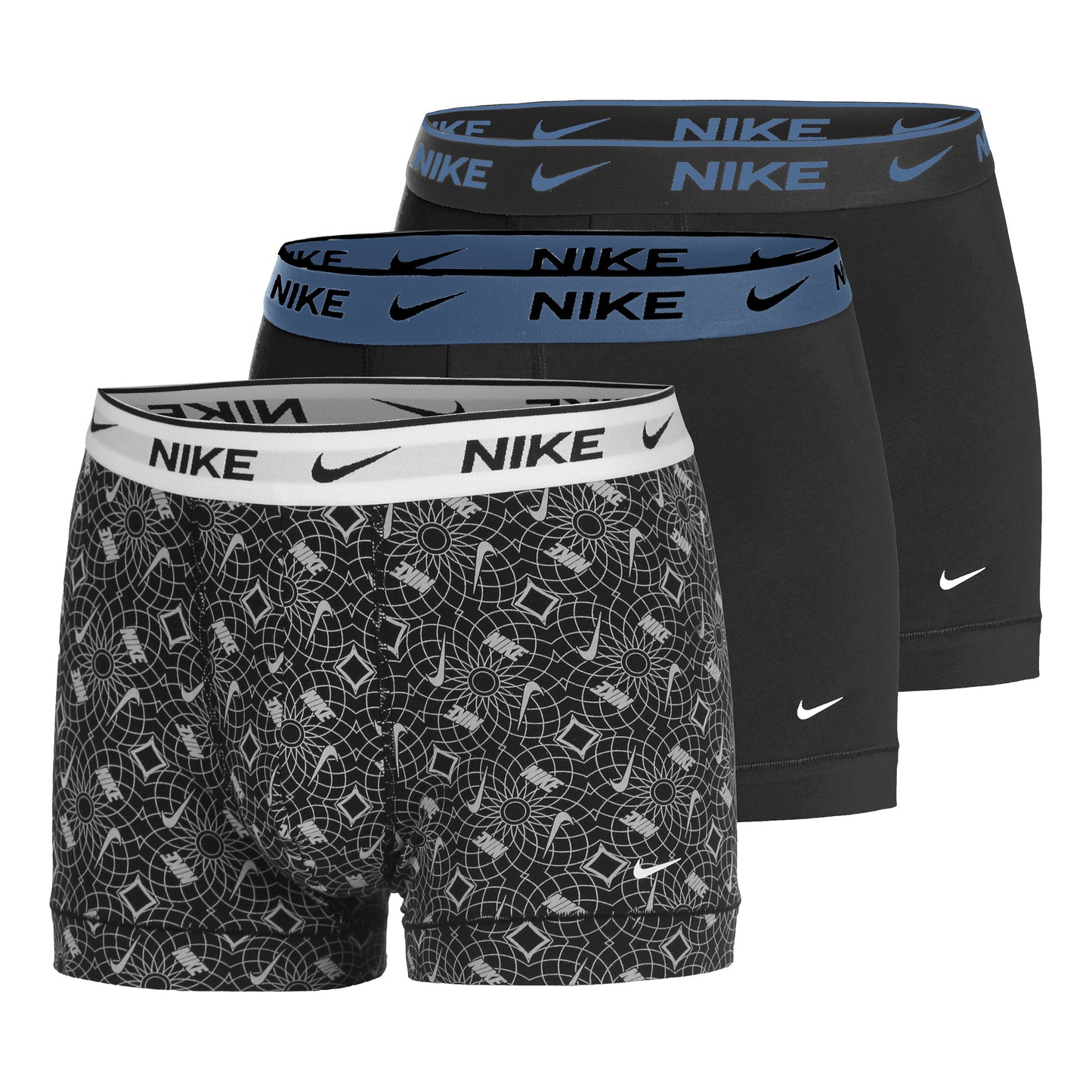 Nike Everyday Stretch Trunk Boxershort Verpakking 3 stuks Heren - donkergrijs, zwart