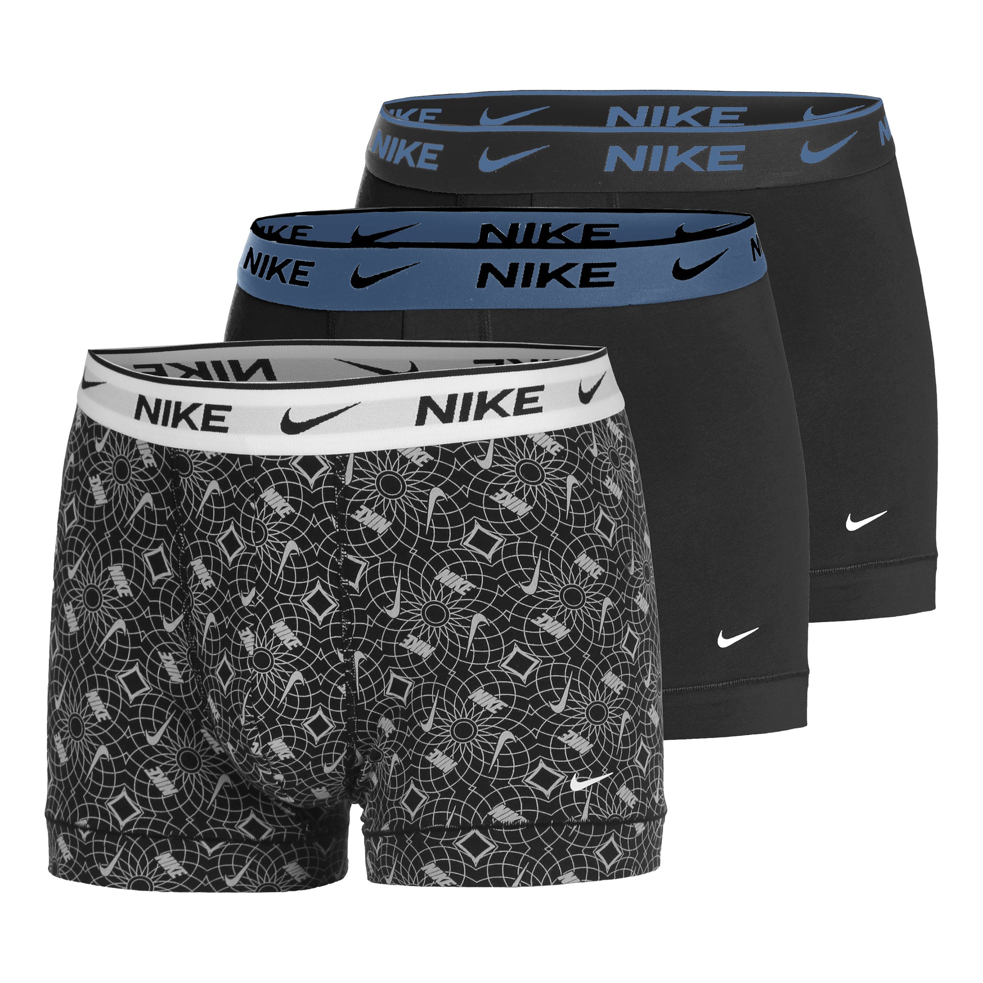 Nike Everyday Stretch Trunk Boxershort Verpakking 3 stuks Heren - donkergrijs, zwart