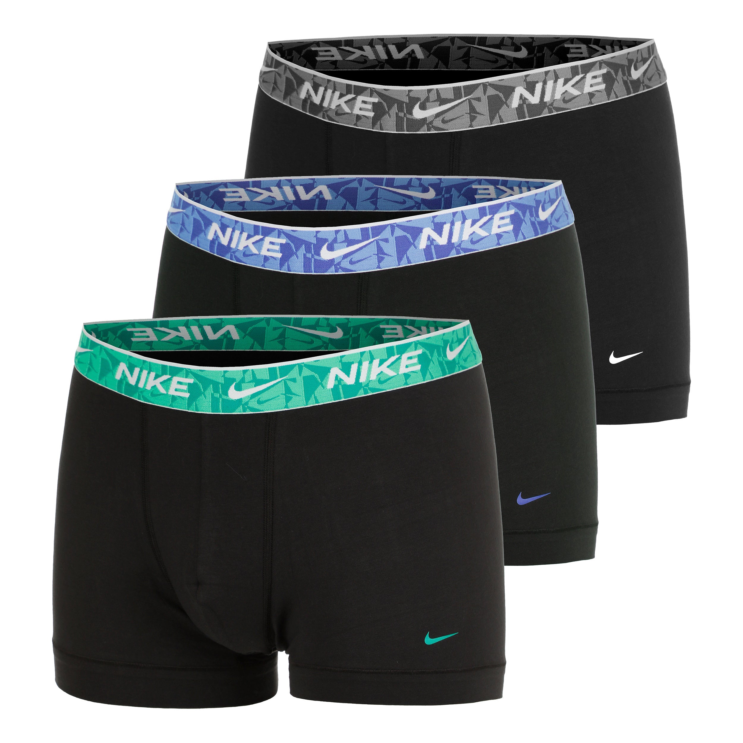 Nike Everyday Stretch Trunk Boxershort Verpakking 3 stuks Heren - zwart, groen