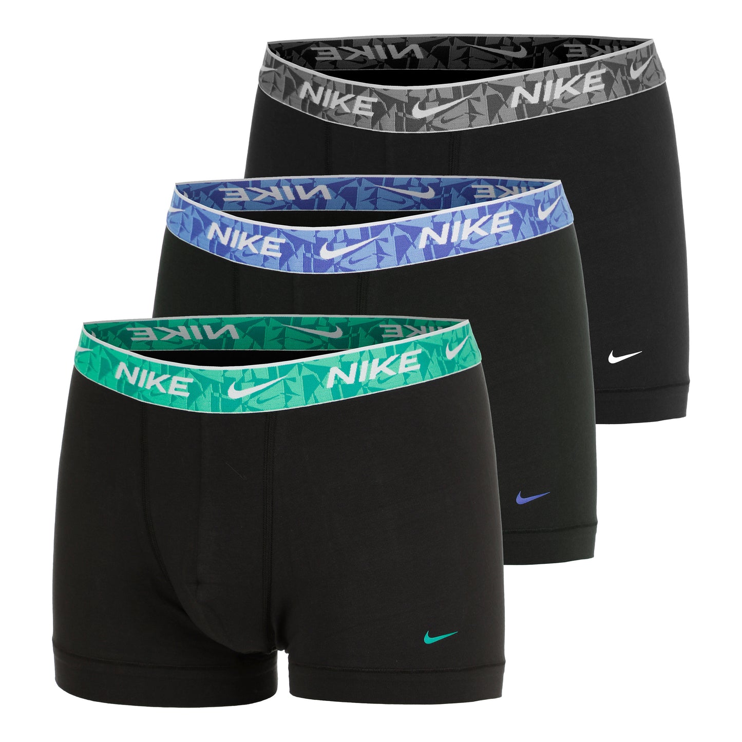 Nike Everyday Stretch Trunk Boxershort Verpakking 3 stuks Heren - zwart, groen