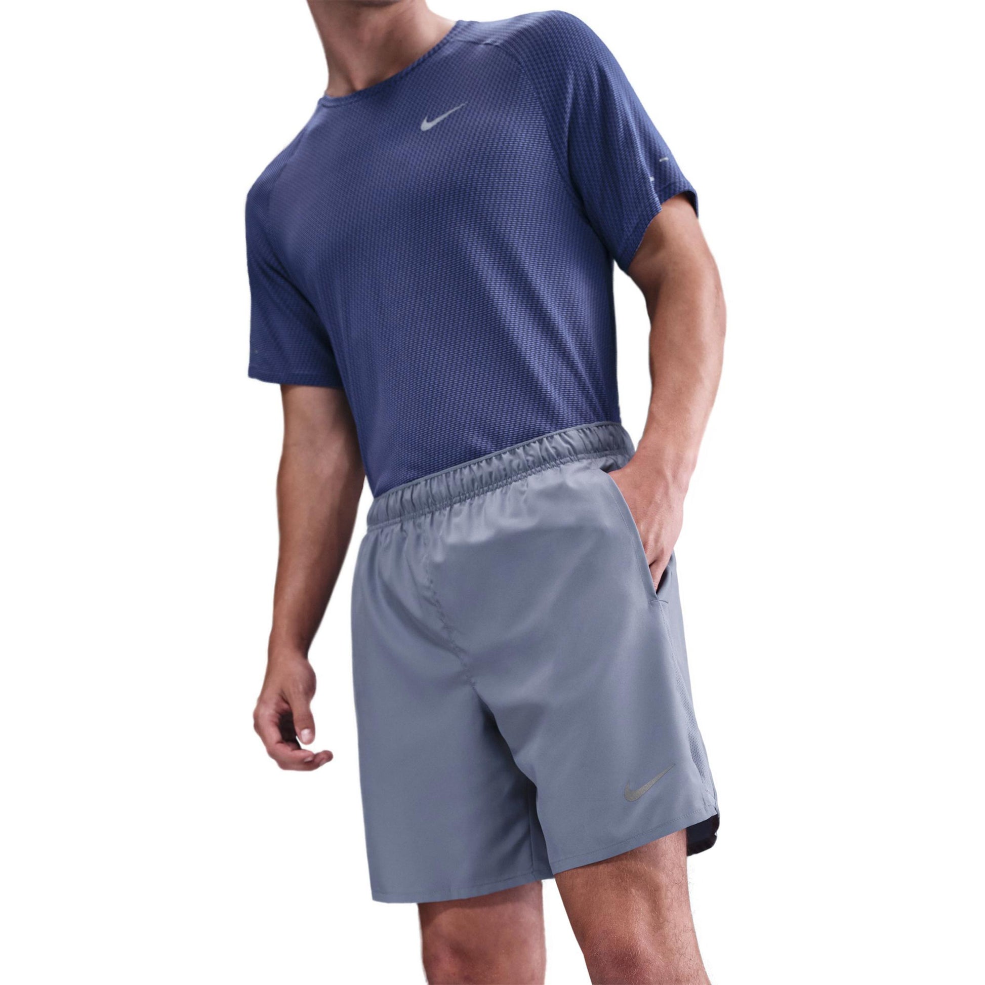 Nike Challenger 7in Brief-Lined Hardloopshorts Heren - blaugrau, zilver