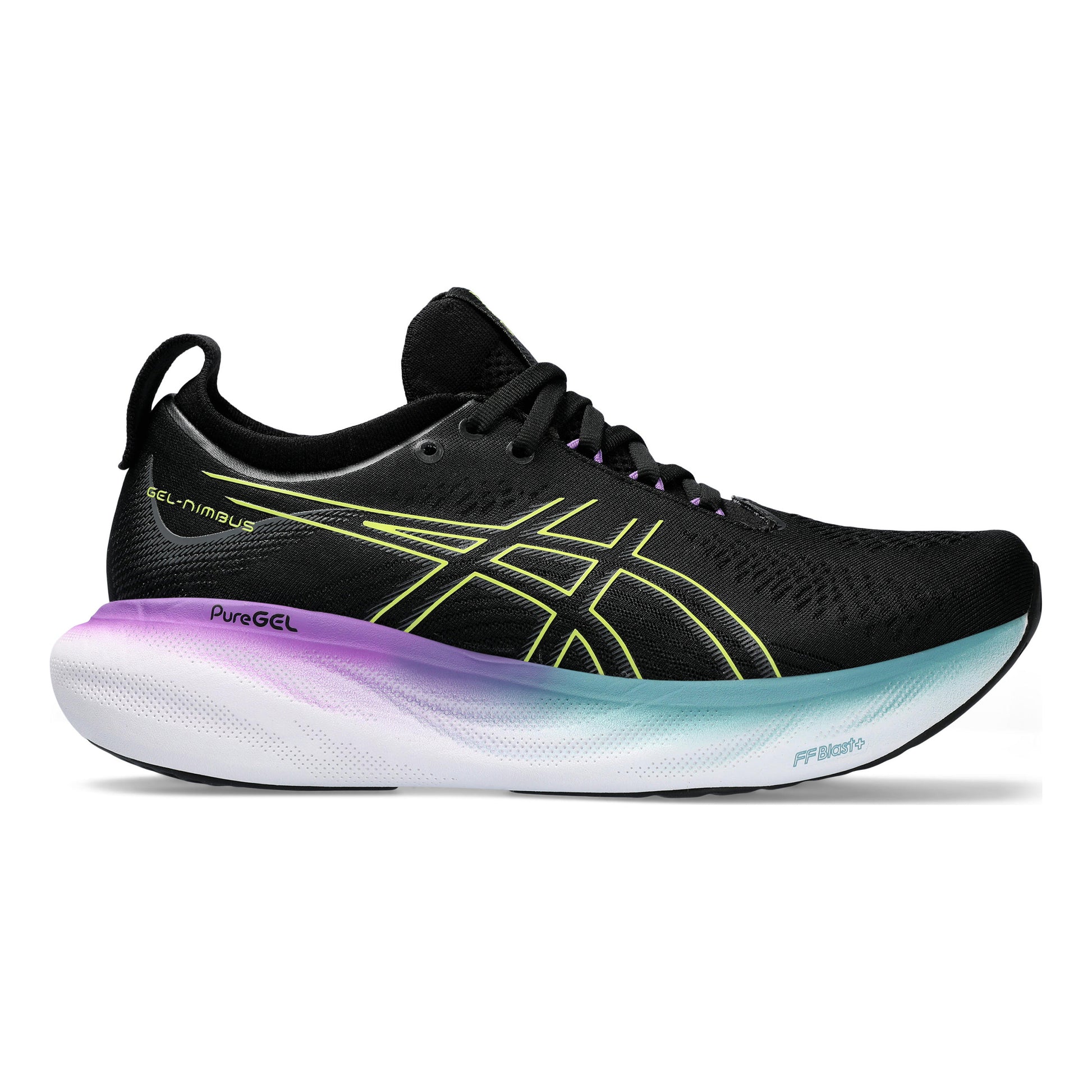ASICS Gel-Nimbus 25 Neutrale schoen Dames - zwart, neongeel