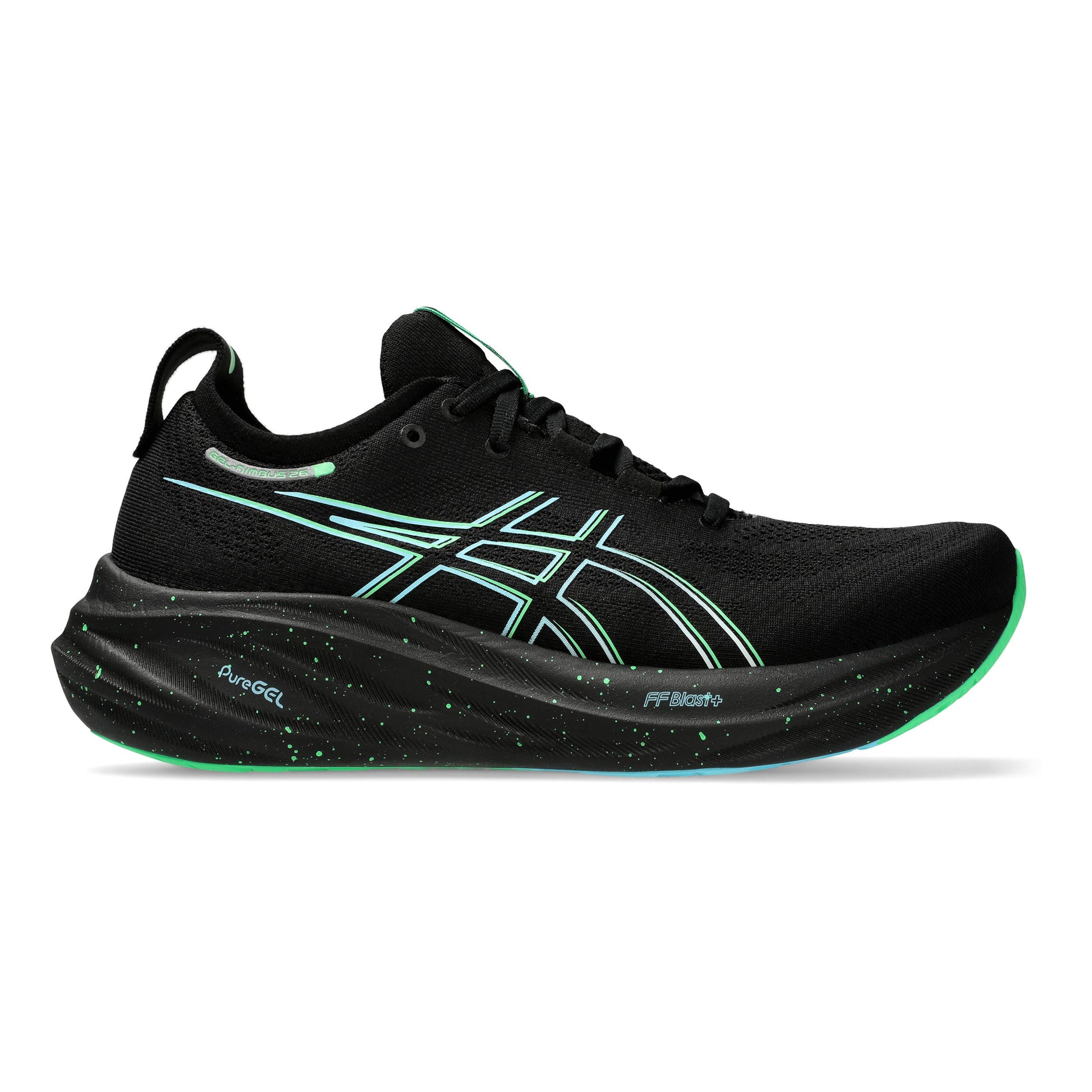 ASICS Gel-Nimbus 26 Neutrale schoen Heren - zwart, neongroen