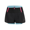 Fujitrail 2in1 Hardloopshorts Dames - zwart, lichtblauw