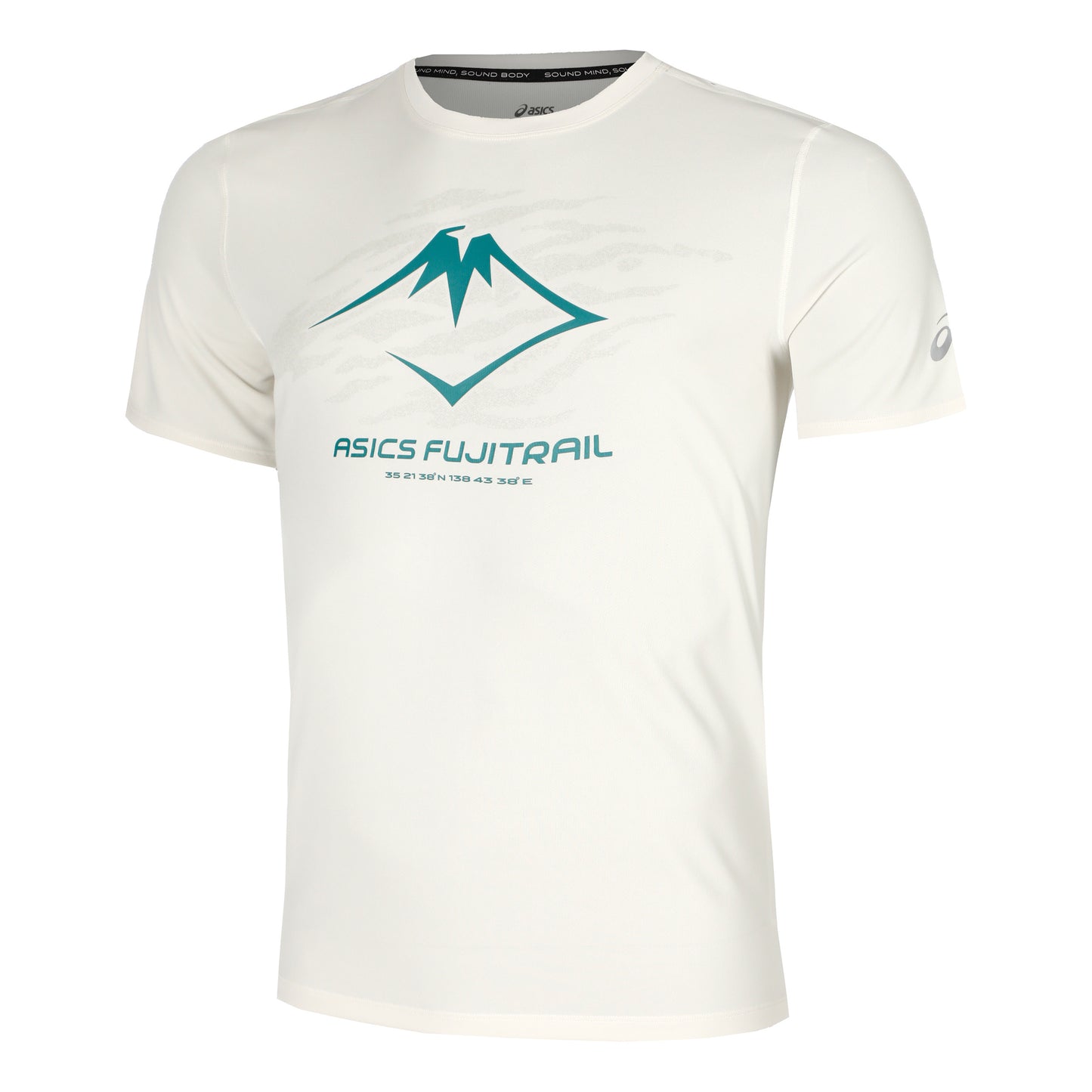 ASICS Fujitrail Logo Hardloopshirt Heren - crème, turkoois