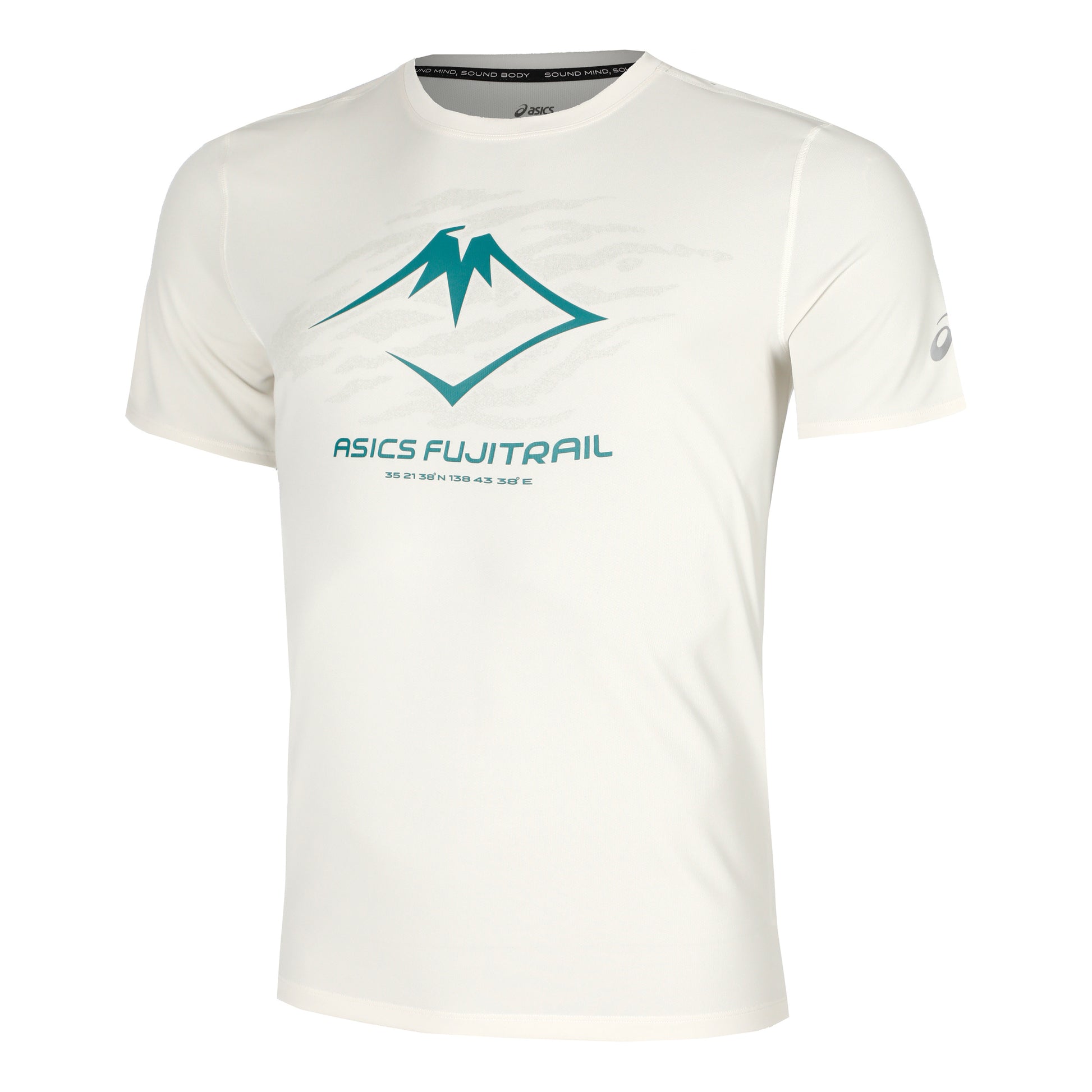 ASICS Fujitrail Logo Hardloopshirt Heren - crème, turkoois