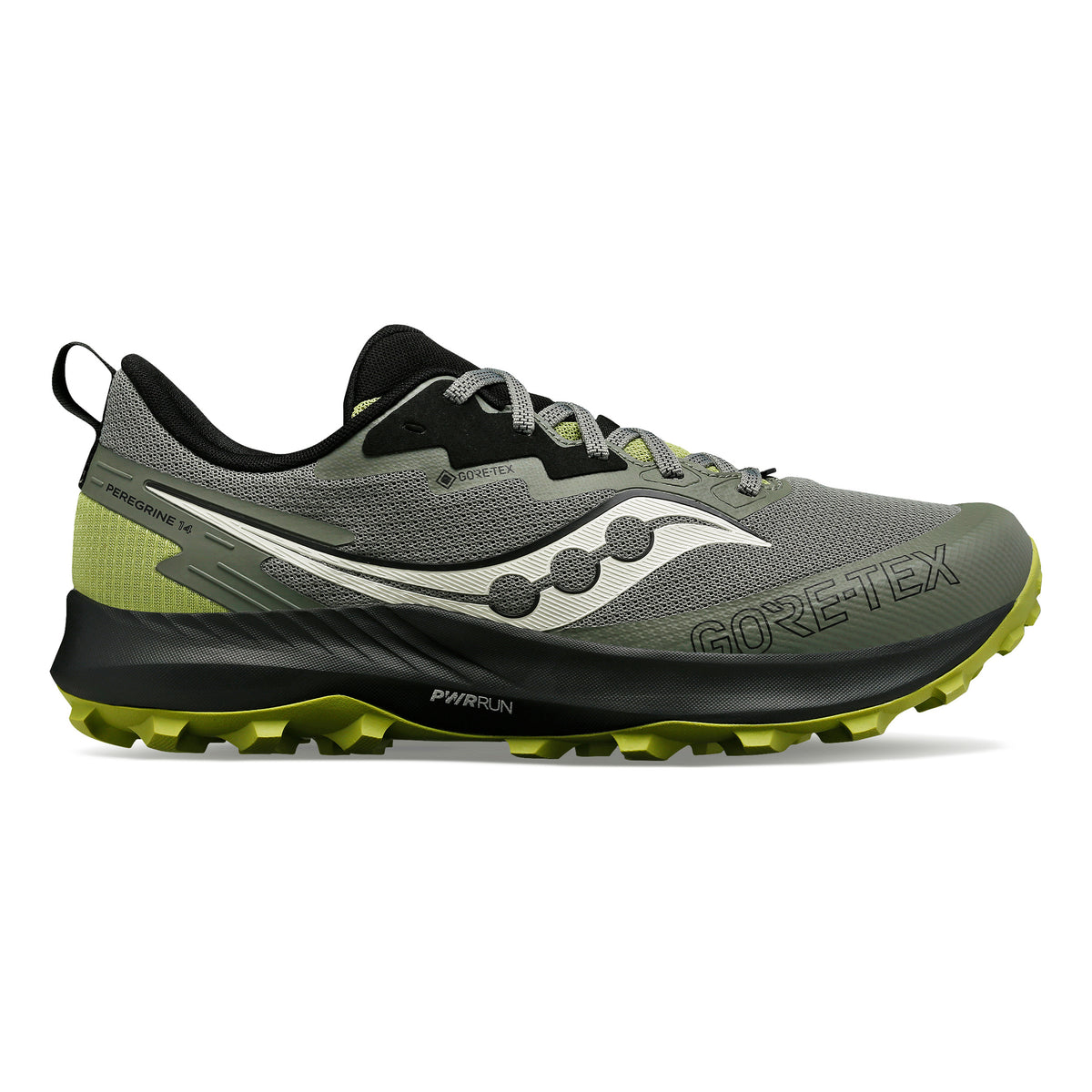 Saucony Peregrine 14 Gtx Trailschoen Heren - olijf, neongroen