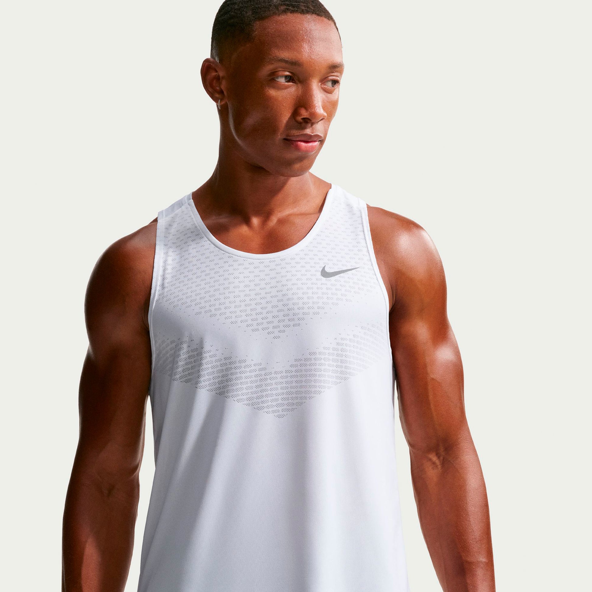 Nike Stride Hardloopshirt Heren - wit, zilver