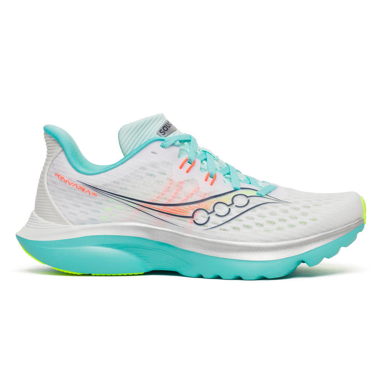 Saucony Kinvara 16 Neutrale schoen Dames-wit, turkoois