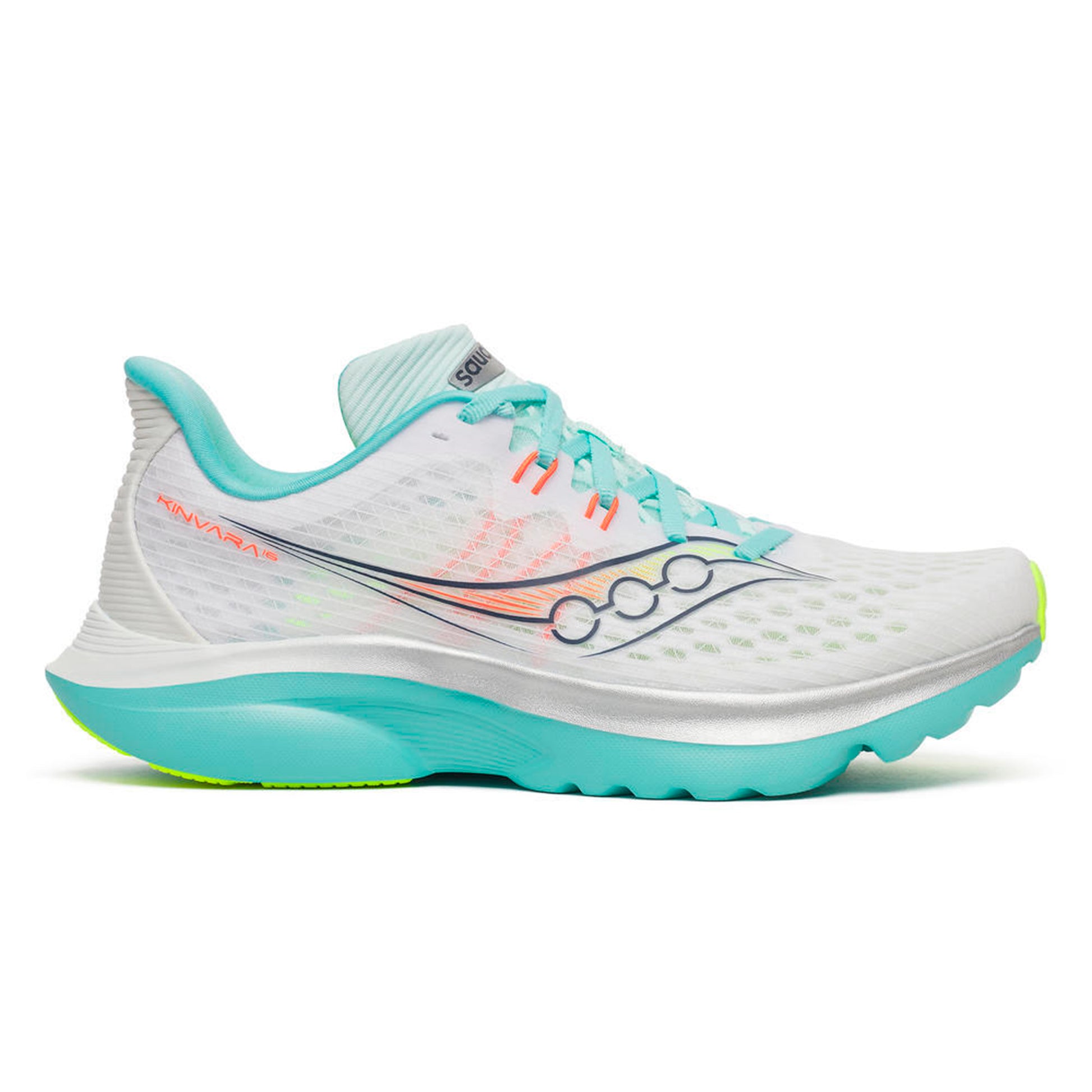 Saucony Kinvara 16 Neutrale schoen Dames-wit, turkoois