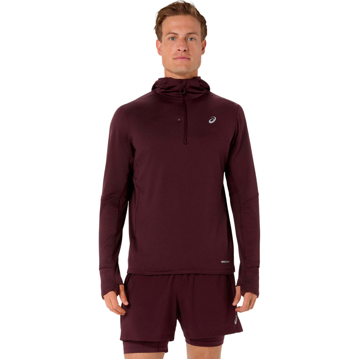 ASICS Road Winter hooded  Hardloopshirt Heren - wijnrood