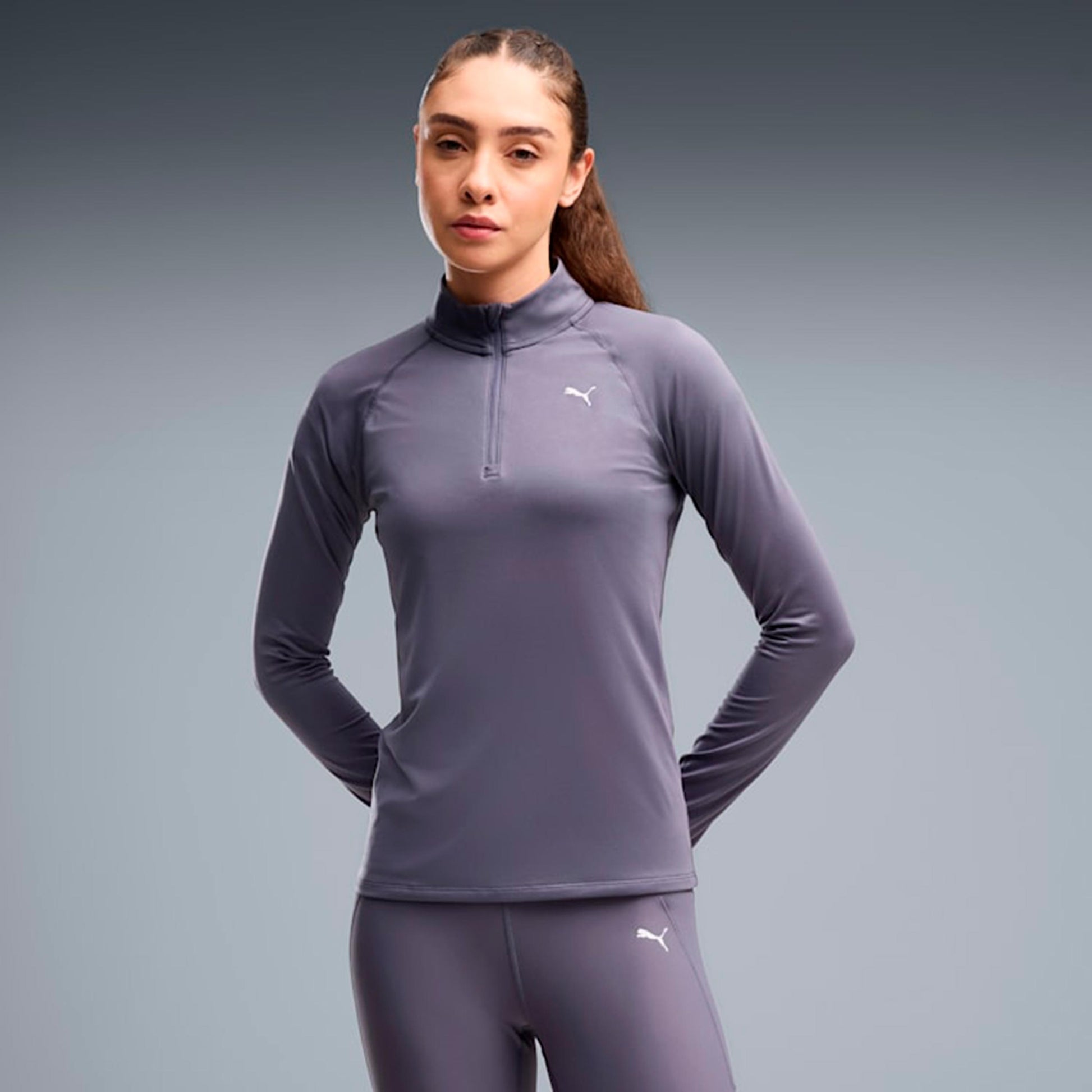 Puma Velocity Cloudspun 1/4 Zip  Hardloopshirt Dames - grijs