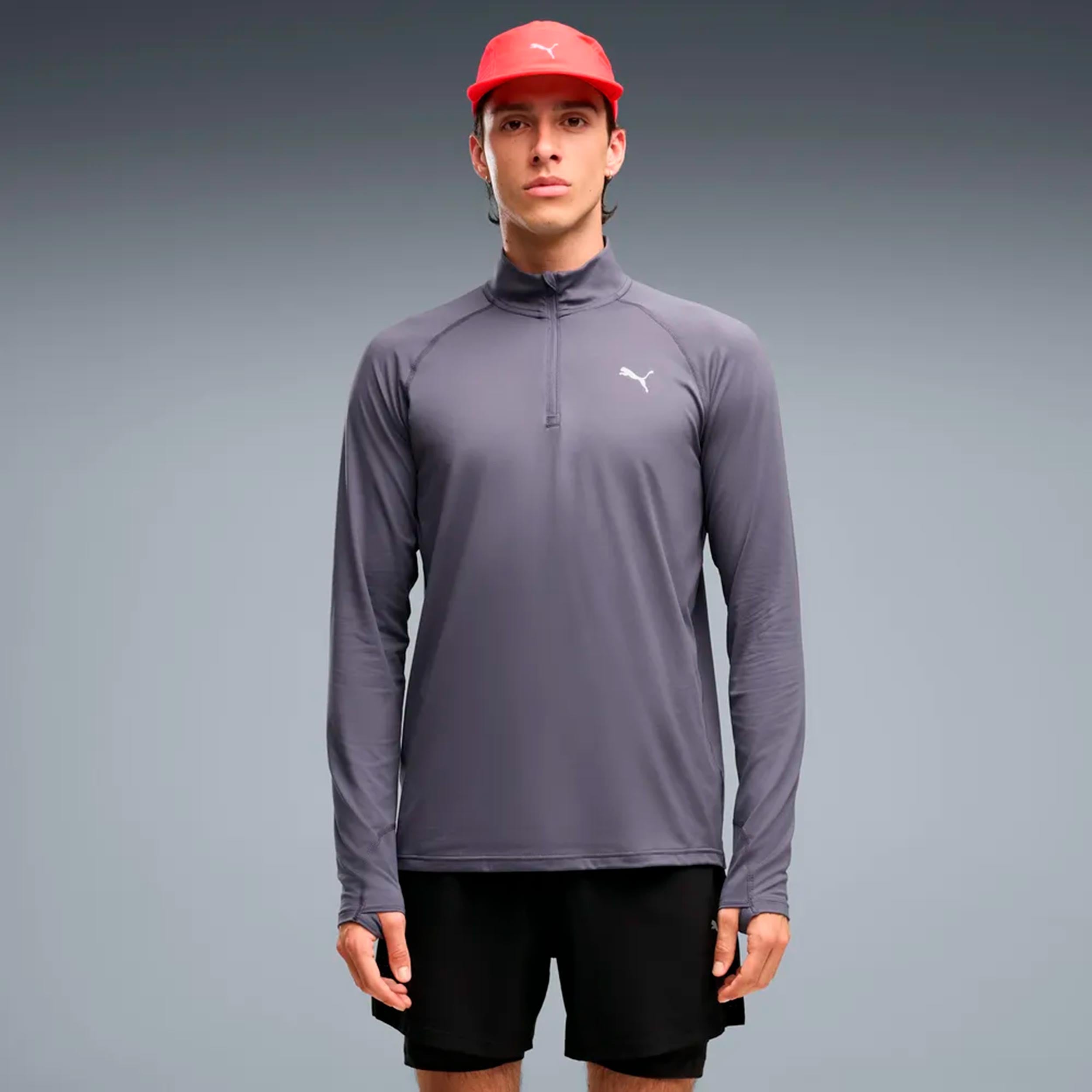 Puma Velocity Cloudspun 1/4 Zip  Hardloopshirt Heren - grijs