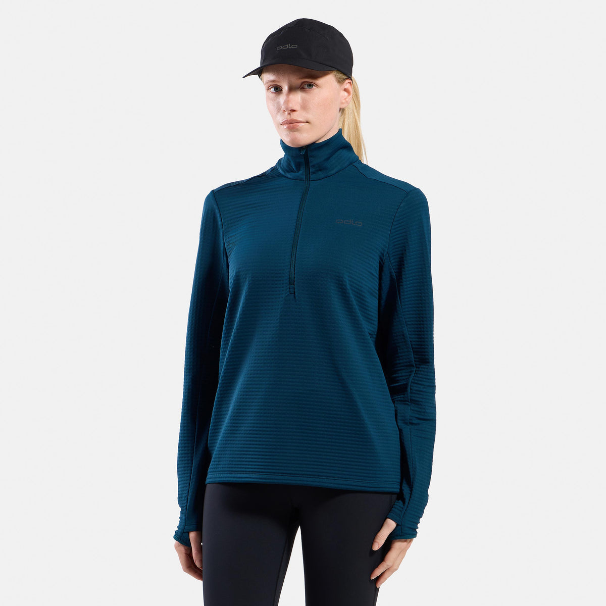 Odlo Essential Thermal Midlayer 1/2 Zip Hardloopshirt Dames - petrolblauw