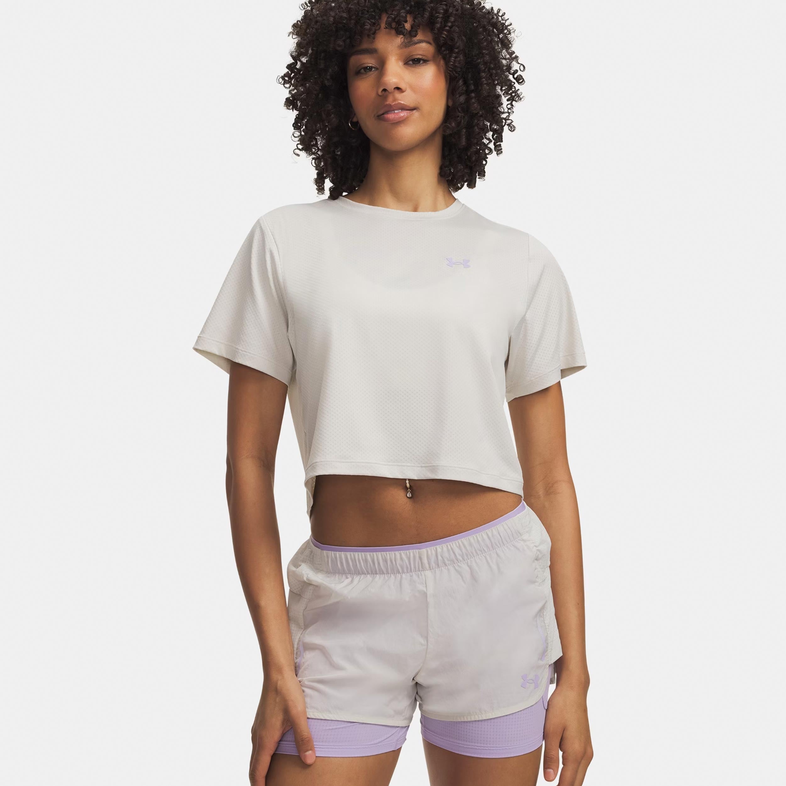 Under Armour Explor Trail Run Graphic  Hardloopshirt Dames-wit, paars