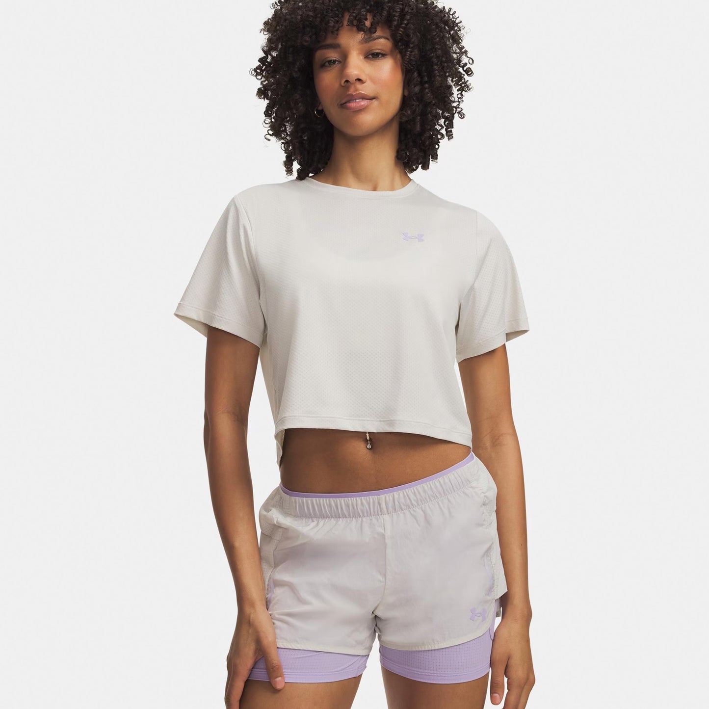 Under Armour Explor Trail Run Graphic  Hardloopshirt Dames-wit, paars