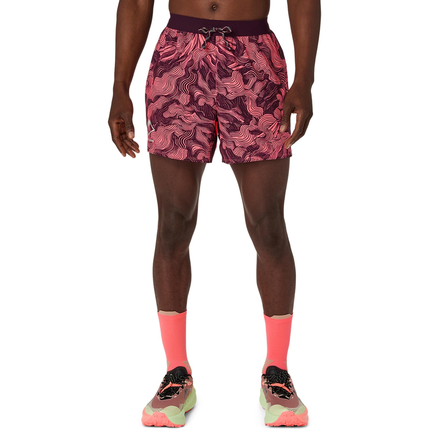 ASICS Fujitrail AOP 5in   Hardloopshorts Heren - koraal, wijnrood