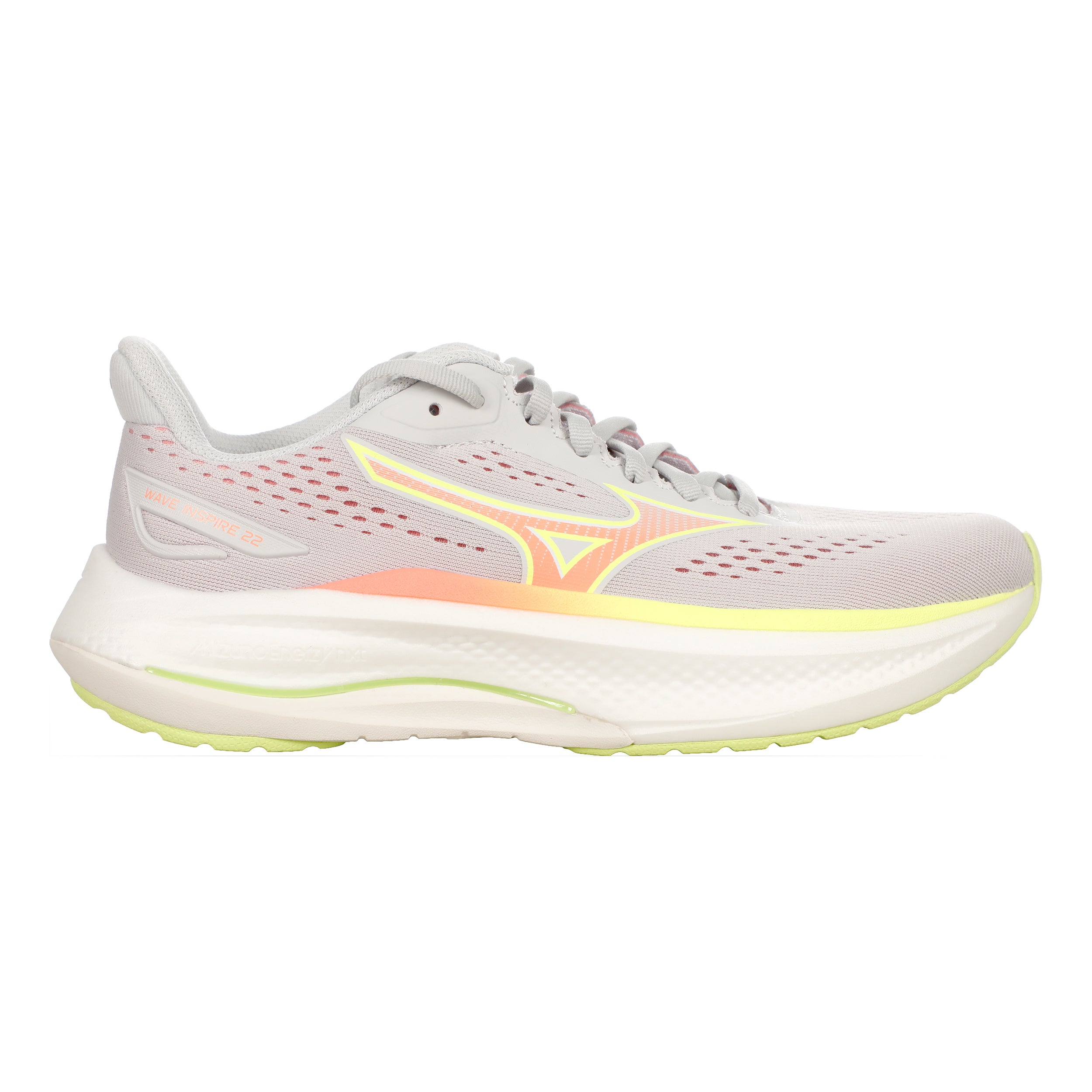 Mizuno Wave Inspire 22  Stabiliteitsschoen Dames - lichtgrijs, neongeel