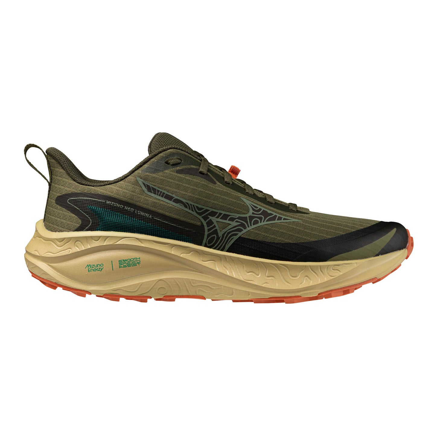 Mizuno Neo Lumina  Trailschoen Heren - olijf, oranje