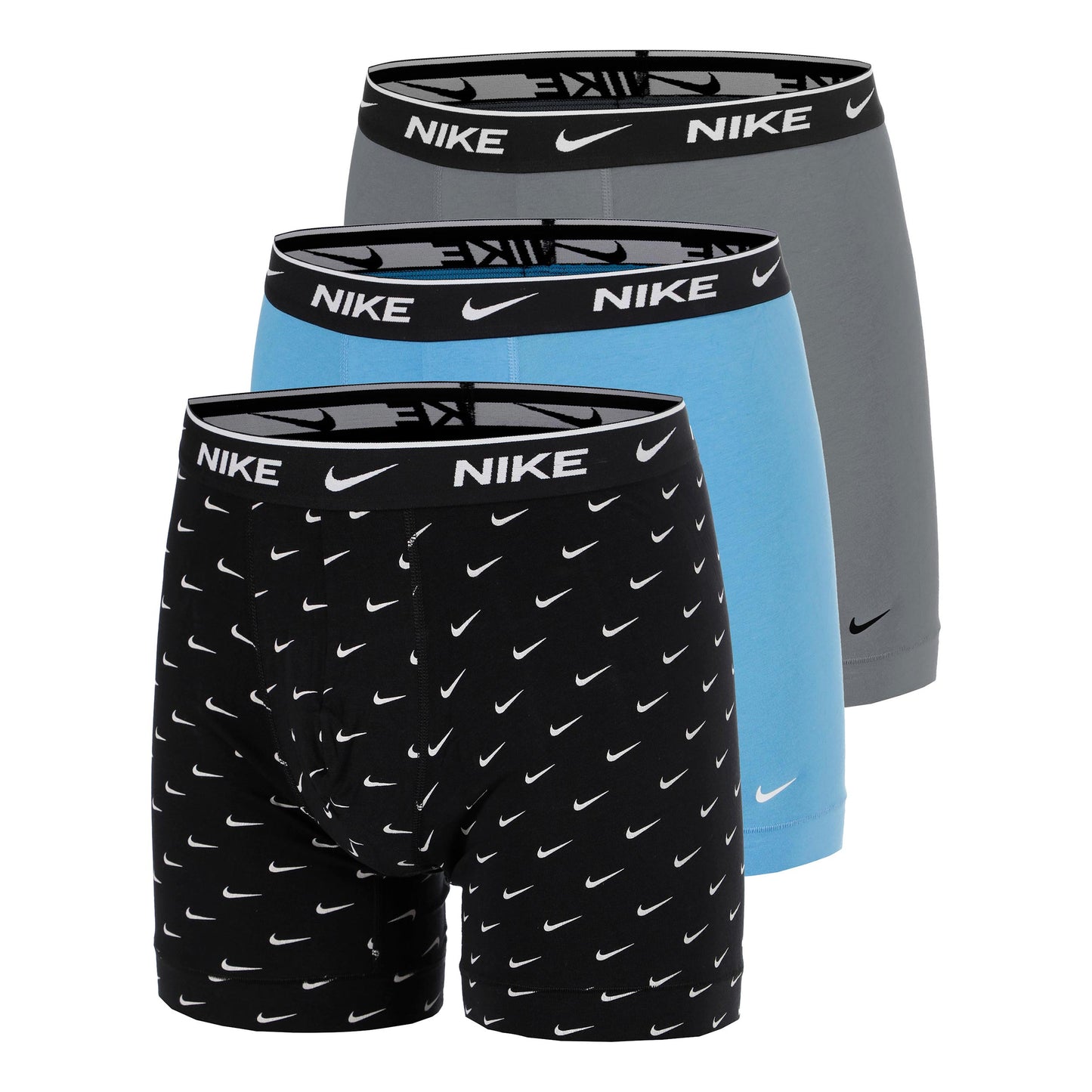 Nike Essential Cotton Stretch Boxer Brief Boxershort - Verpakking 3 stuks Heren-zwart, grijs