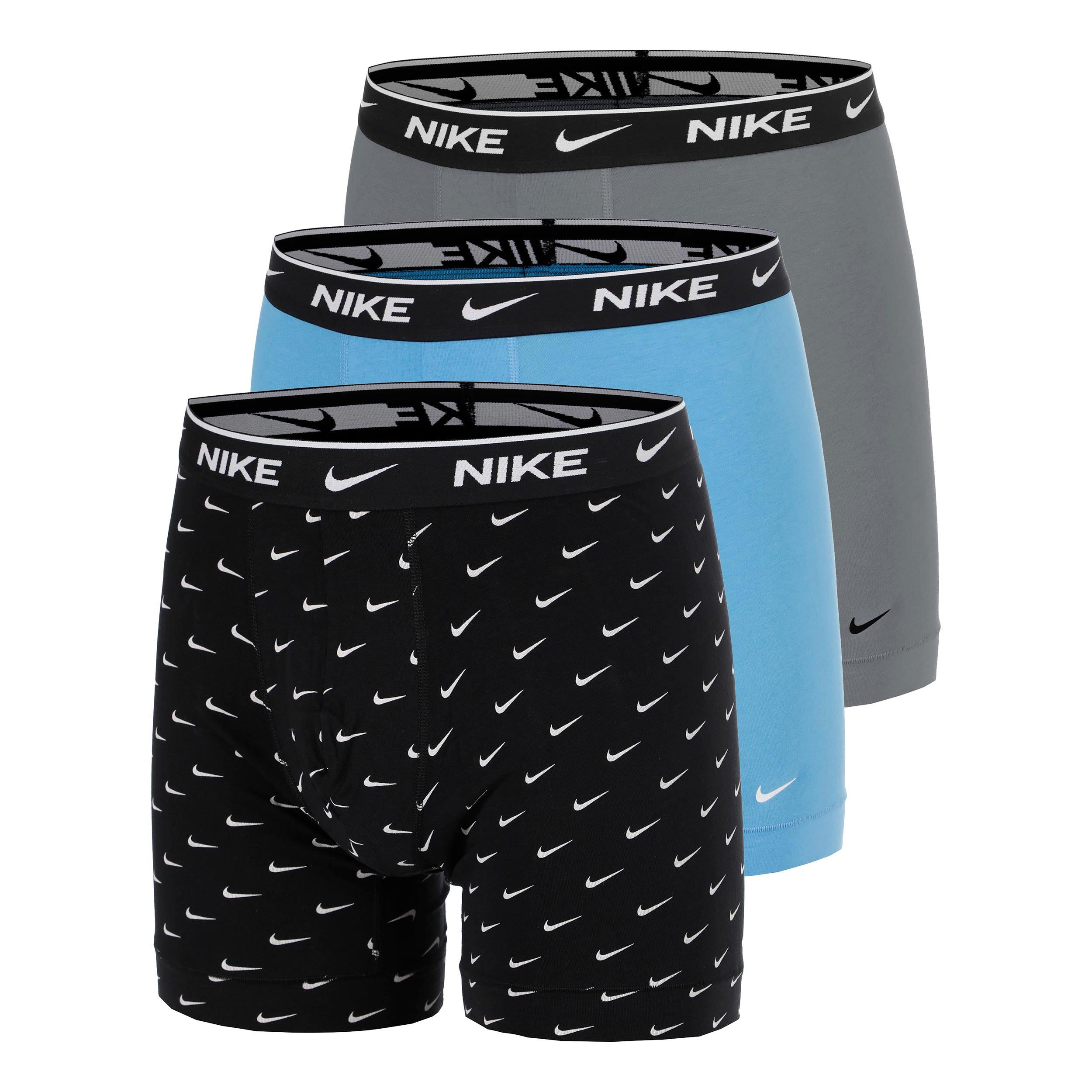 Nike Essential Cotton Stretch Boxer Brief Boxershort - Verpakking 3 stuks Heren-zwart, grijs