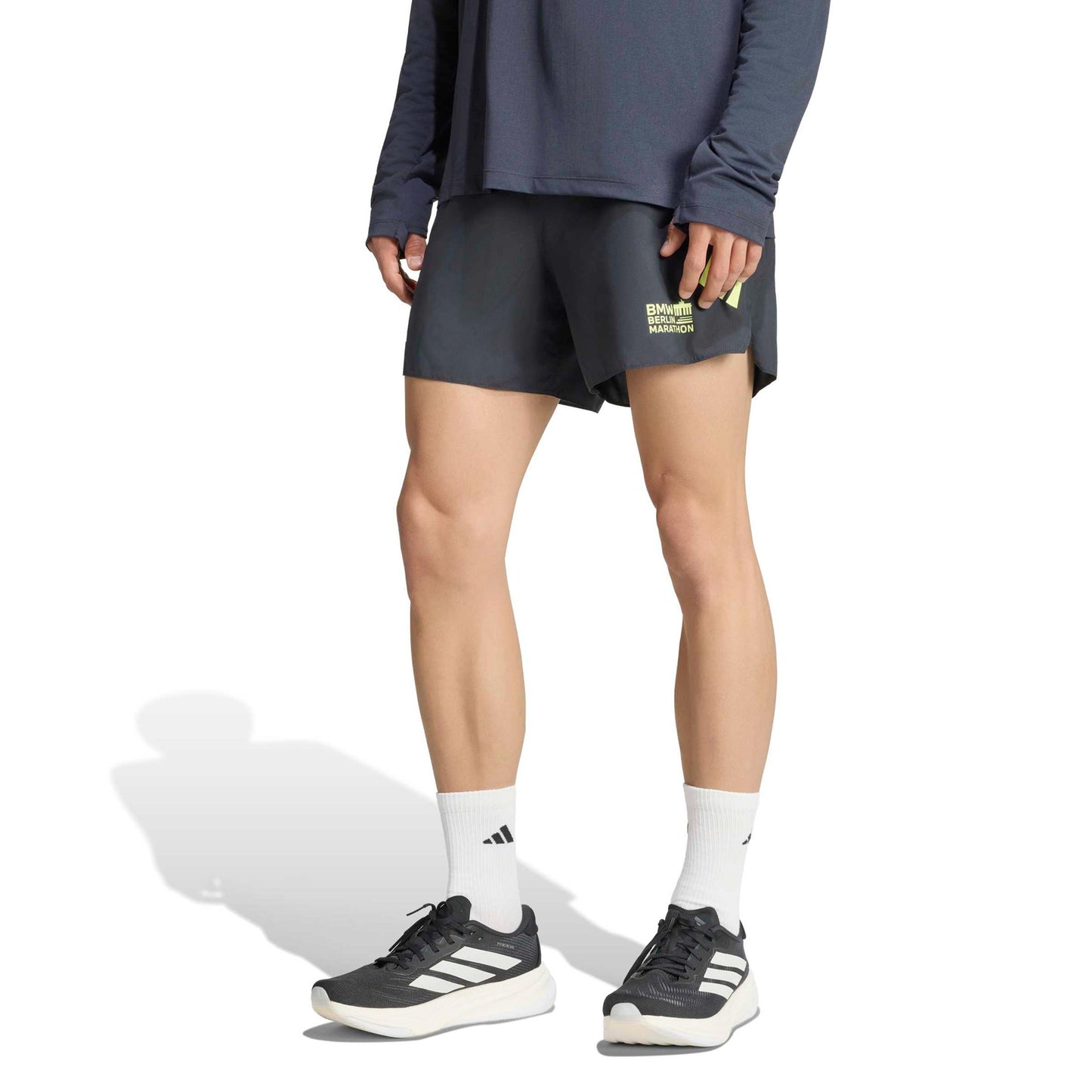 adidas BMW Berlin 5in Hardloopshorts Heren - donkergrijs, geel