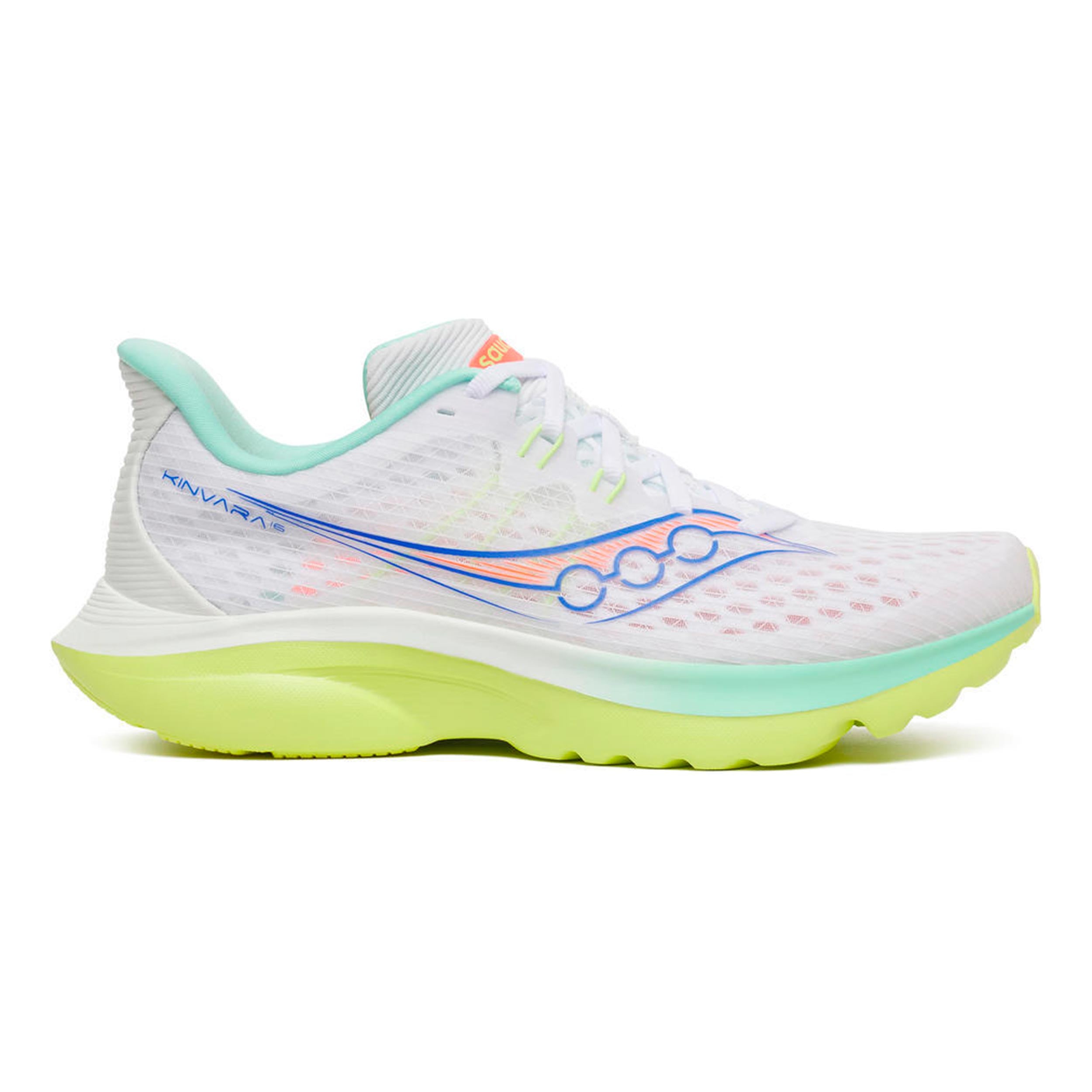Saucony Kinvara 16 Neutrale schoen Dames - wit, neongeel