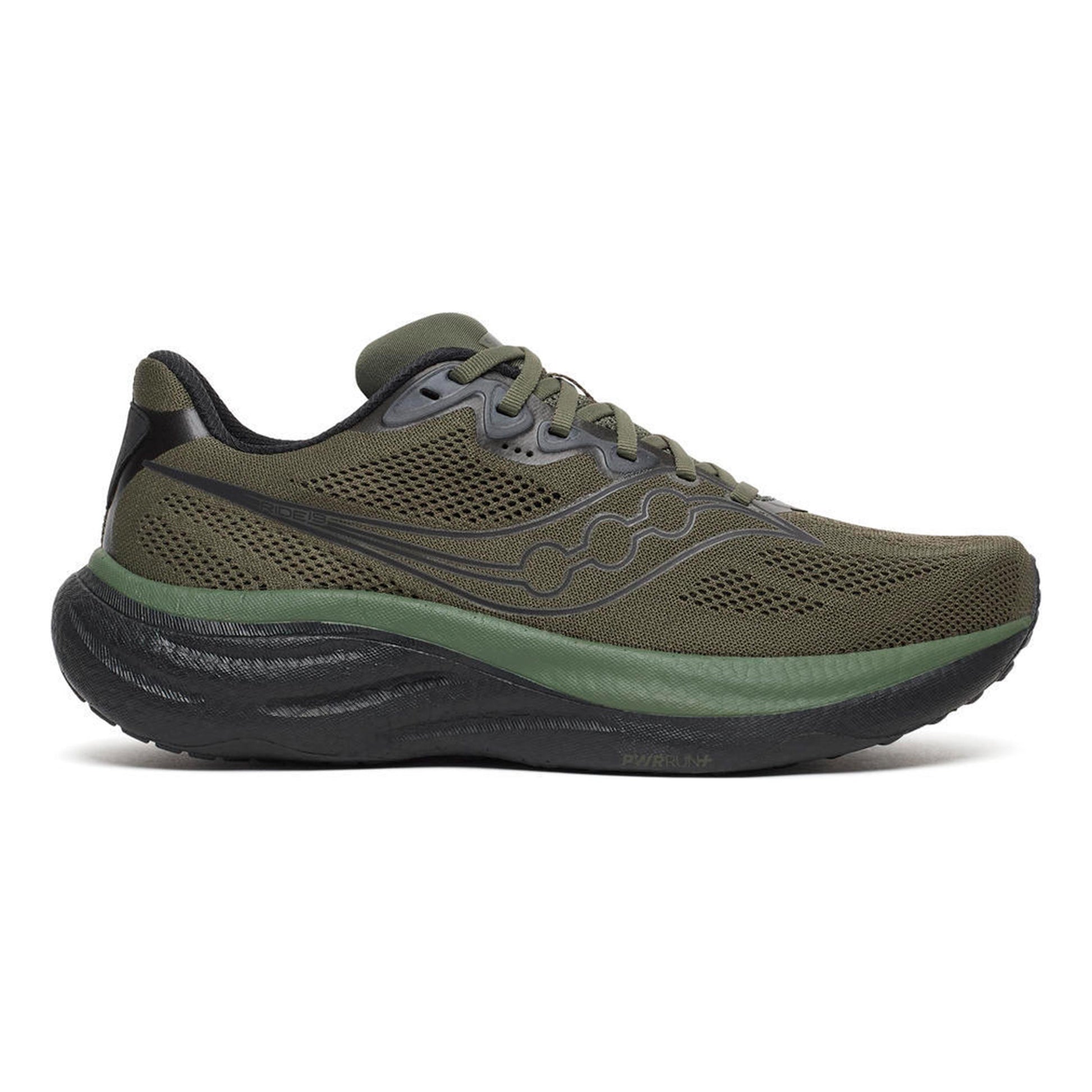 Saucony Ride 19 Neutrale schoen Heren - olijf, zwart