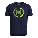 Under Armour Kleding Under Armour Run Everywhere Wreath SS Hardloopshirt Heren-Donkerblauw,Neongeel