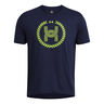 Run Everywhere Wreath SS Hardloopshirt Heren-Donkerblauw,Neongeel
