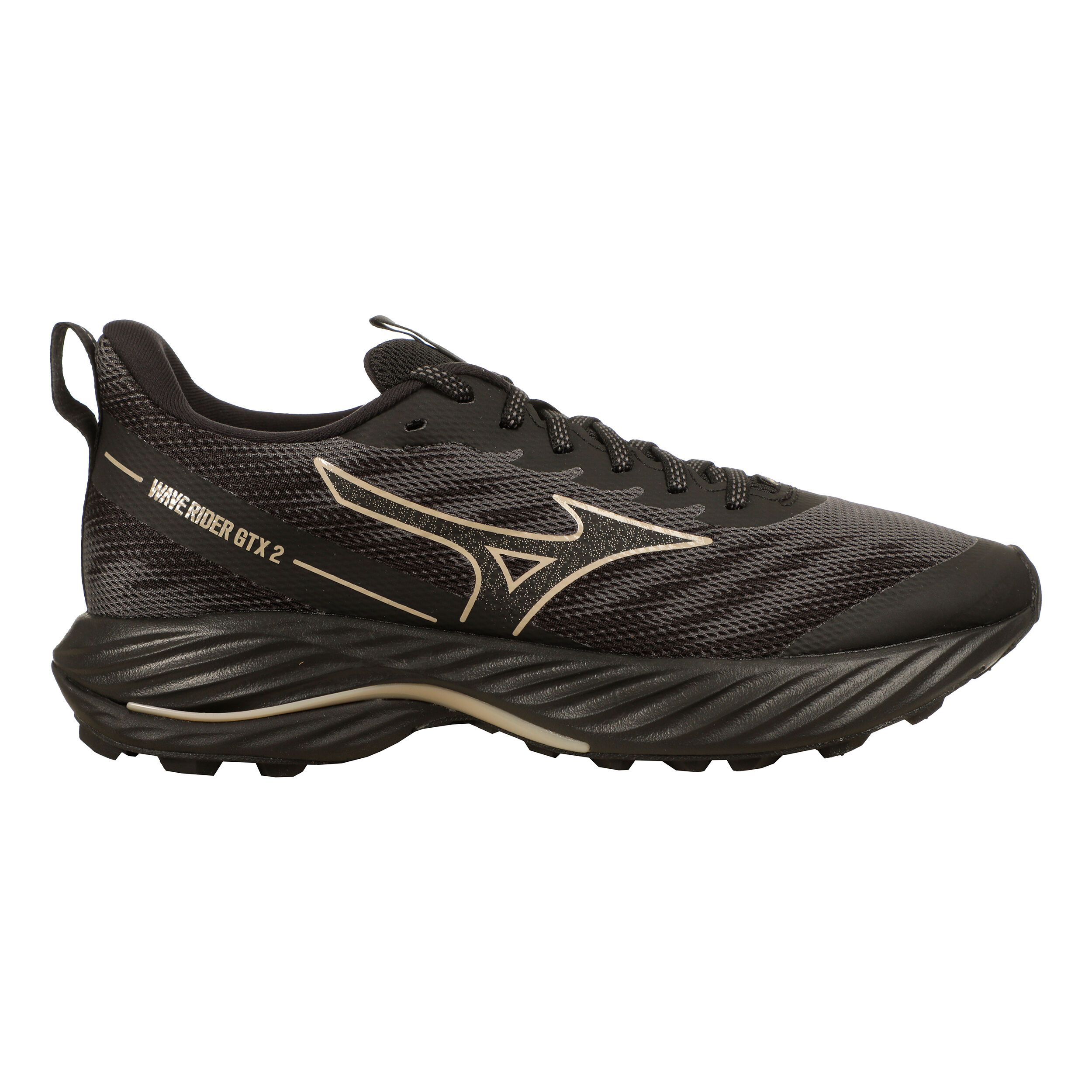 Mizuno Wave Rider GTX 2 Trailschoen Dames Zwart Goud online kopen Running Point NL