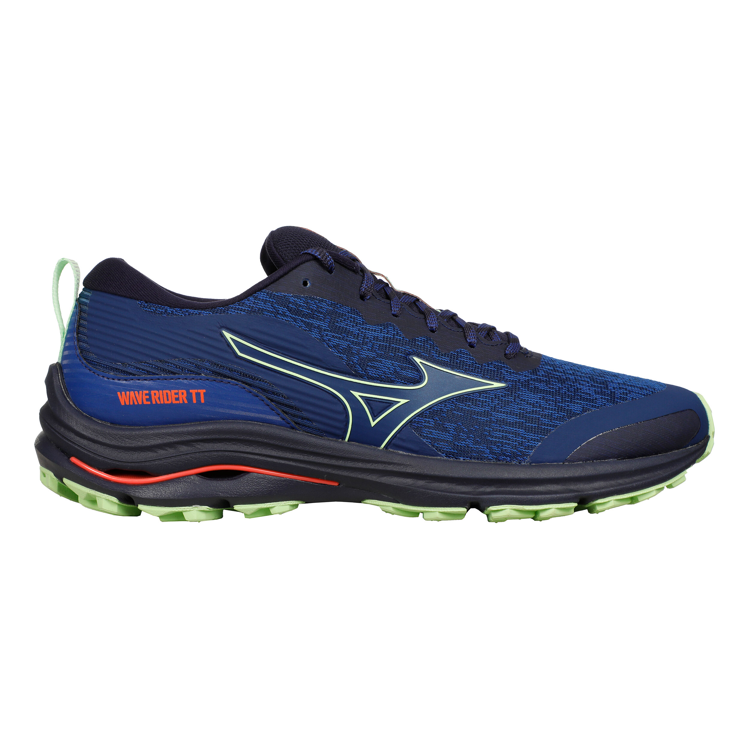 Mizuno Wave Rider TT Trailschoen Heren Donkerblauw Neongroen online kopen Running Point NL